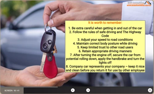 Health and safety training for driving company vehicles – online e-learning course