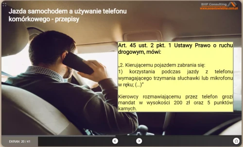 Szkolenie BHP kierowanie autem służbowym i innymi pojazdami – kurs online dla pracowników