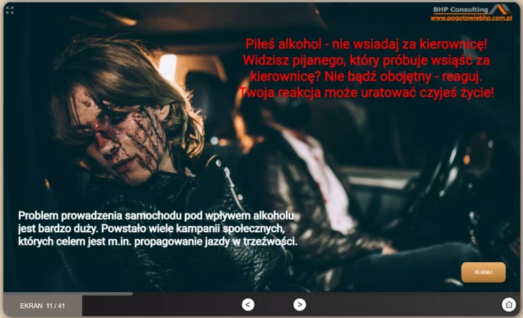 E-learning BHP bezpieczeństwo na drodze dla pracowników korzystających z pojazdów