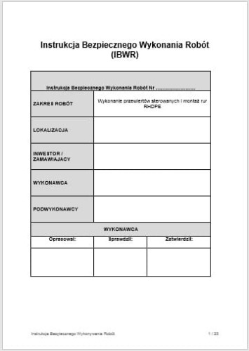 Instrukcja IBWR HDD – przewiert i montaż rur RHDPE