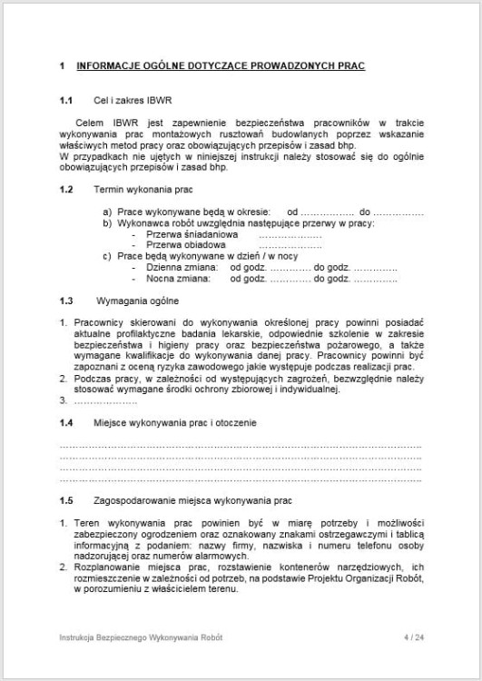 IBWR rusztowania dokument – planowanie i bezpieczne wykonanie robót