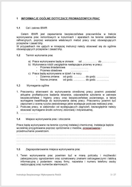 IBWR kolumny aparaty – zagrożenia i organizacja pracy