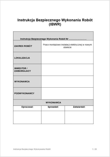 Instrukcja IBWR prace elektryczne – bezpieczeństwo instalacji w budynku