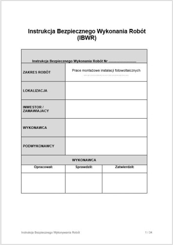 Instrukcja IBWR prace montażowe fotowoltaika – bezpieczeństwo pracy na wysokości