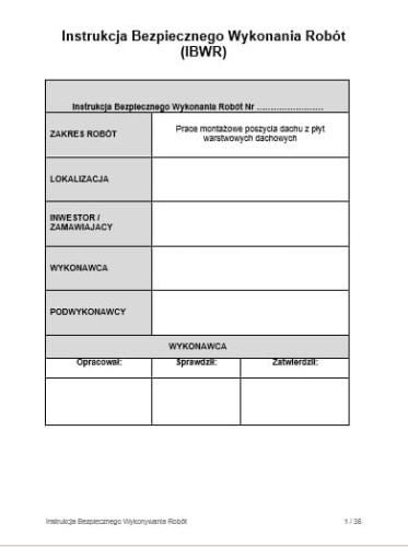 Instrukcja IBWR dach – prace na wysokości i montaż płyt dachowych