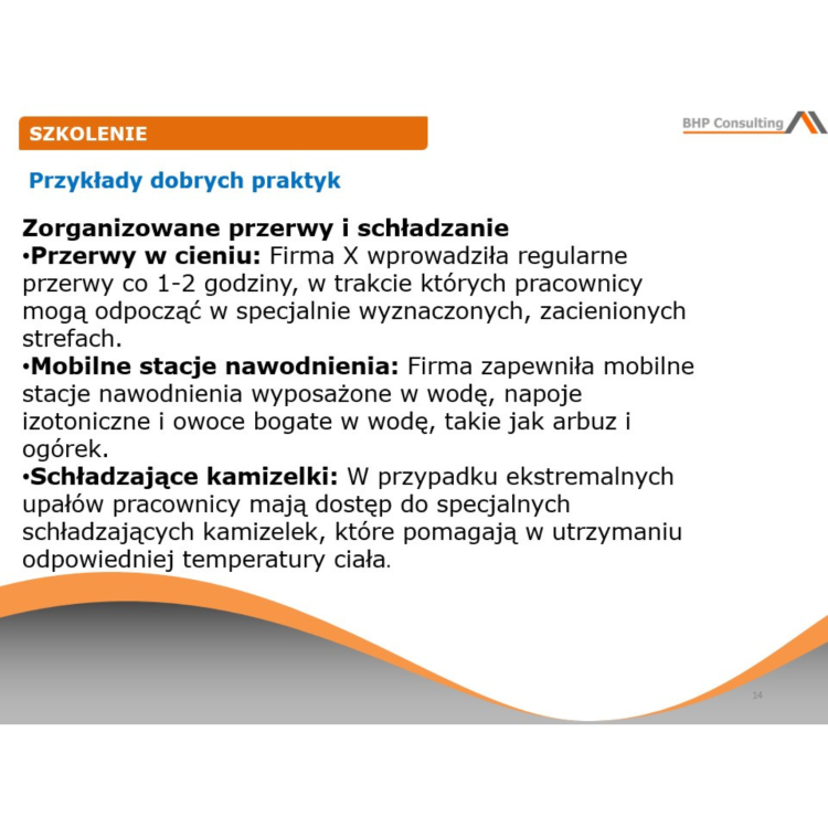 Prezentacja BHP upały – odwodnienie, udar cieplny i ochrona pracownika