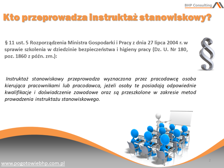 Prezentacja szkoleniowa BHP instruktaż stanowiskowy – materiały do szkolenia