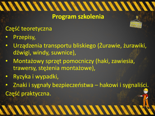 Prezentacja szkoleniowa hakowy – sygnalista bezpieczeństwo pracy z ładunkami