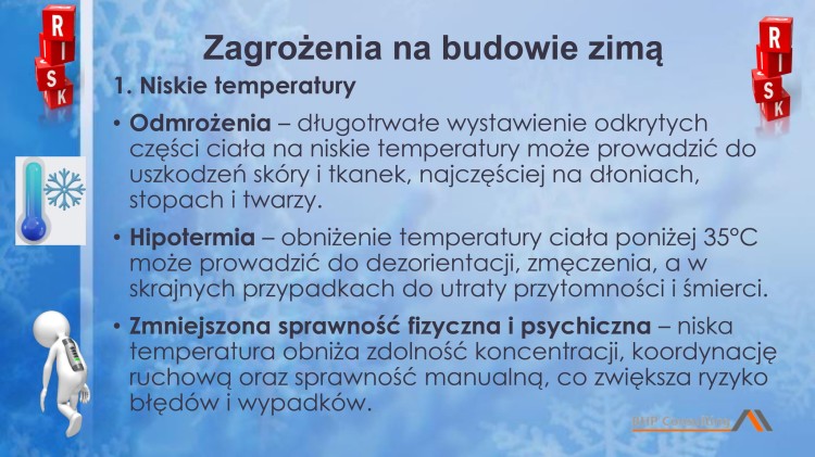 Prezentacja szkoleniowa praca w niskiej temperaturze – zagrożenia i profilaktyka