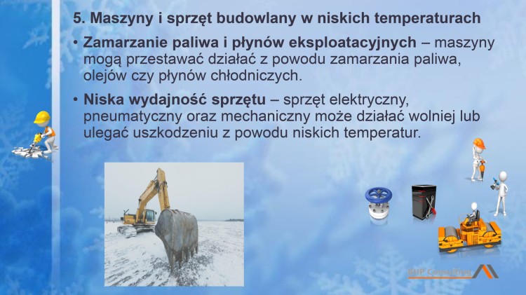 Prace zimowe BHP prezentacja – bezpieczeństwo pracy na budowie