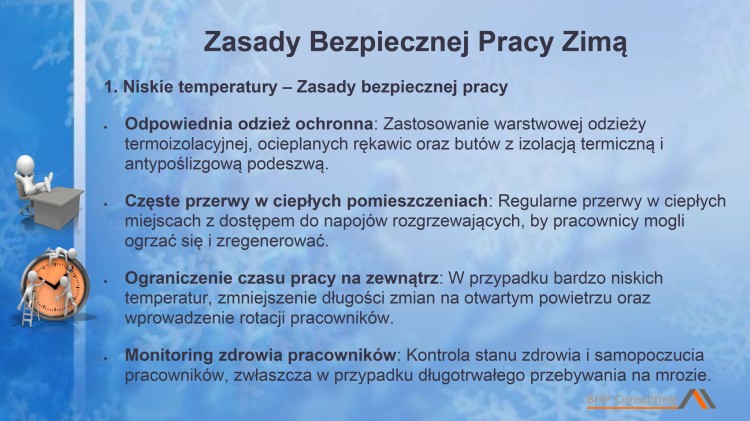 Szkolenie praca zimą prezentacja PowerPoint dla pracowników budowy