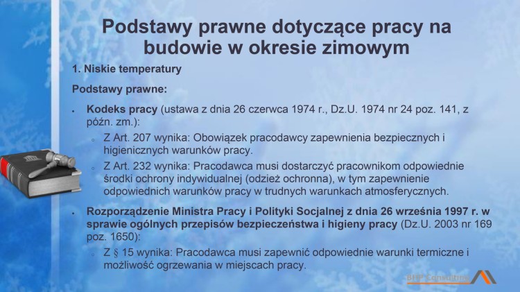 Materiały szkoleniowe BHP praca zimą – bezpieczeństwo pracy w niskiej temperaturze