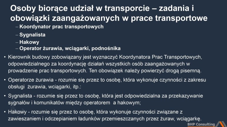 Szkolenie transport pionowy prezentacja PowerPoint dla pracowników budowy