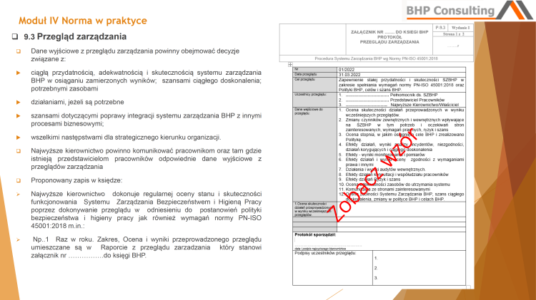 Materiały szkoleniowe BHP PowerPoint ISO 45001 – wdrażanie systemu BHP