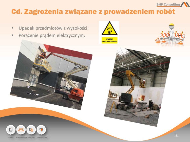 Prezentacja BHP praca na wysokości – podnośniki i zabezpieczenia