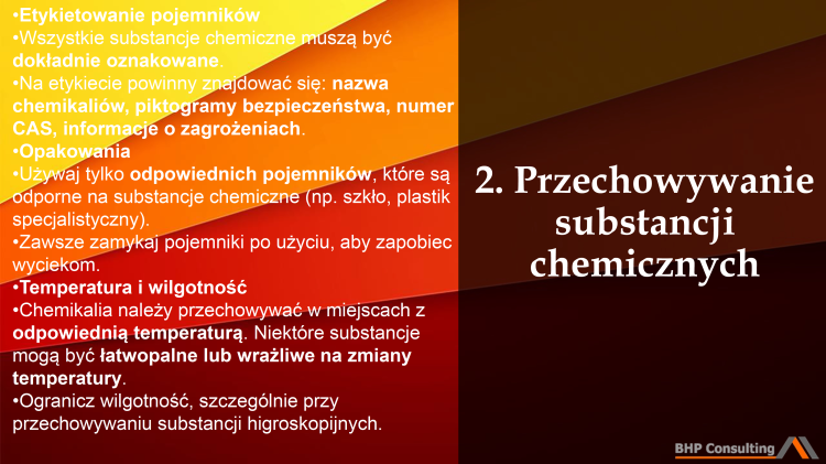 Substancje chemiczne BHP prezentacja – magazynowanie i oznakowanie