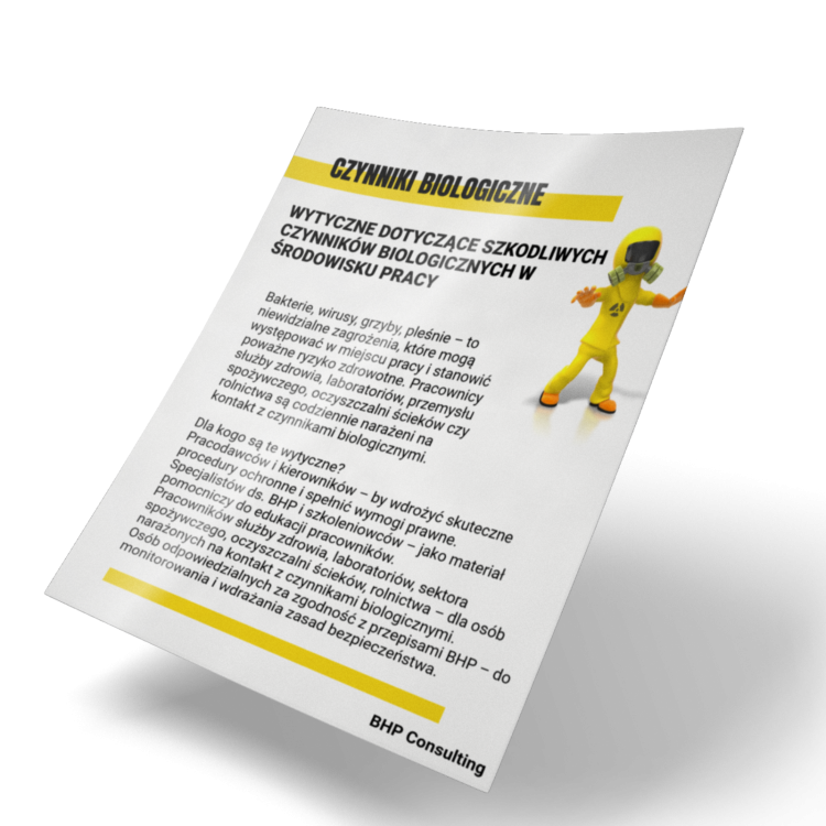 Czynniki biologiczne w środowisku pracy, wytyczne BHP