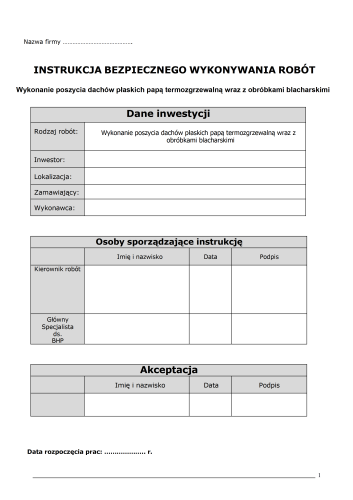 Instrukcja IBWR papa termozgrzewalna – prace dekarskie i bezpieczeństwo