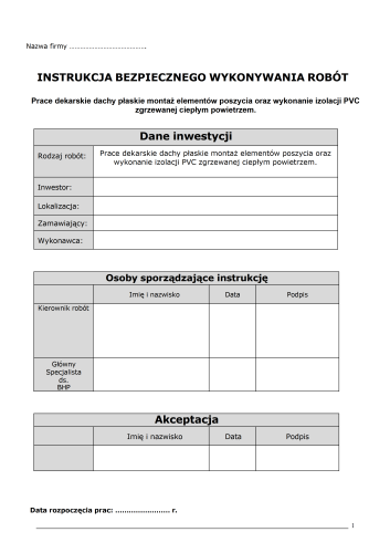 Instrukcja IBWR dach PVC – montaż membrany i bezpieczeństwo pracy