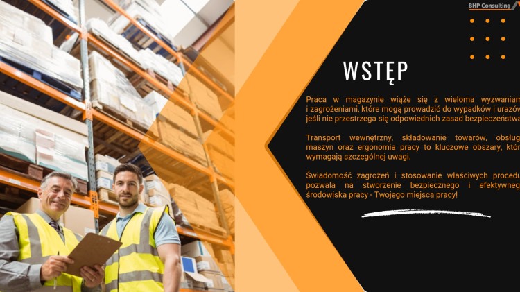 Prezentacja szkoleniowa bezpieczeństwo pracy w magazynie – zagrożenia i zasady